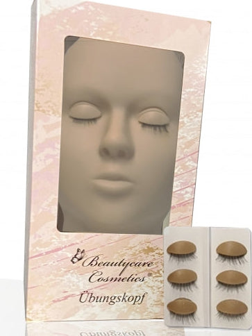 Übungskopf mit 4 Paare Augenlider für Wimpernverlängerung